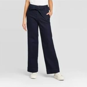 Target A New Day Navy Wide-Leg Tie Waist Denim Pant